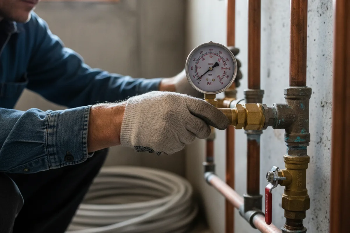 Pressure testing a repaired line during Water Line Repair in Lompoc
